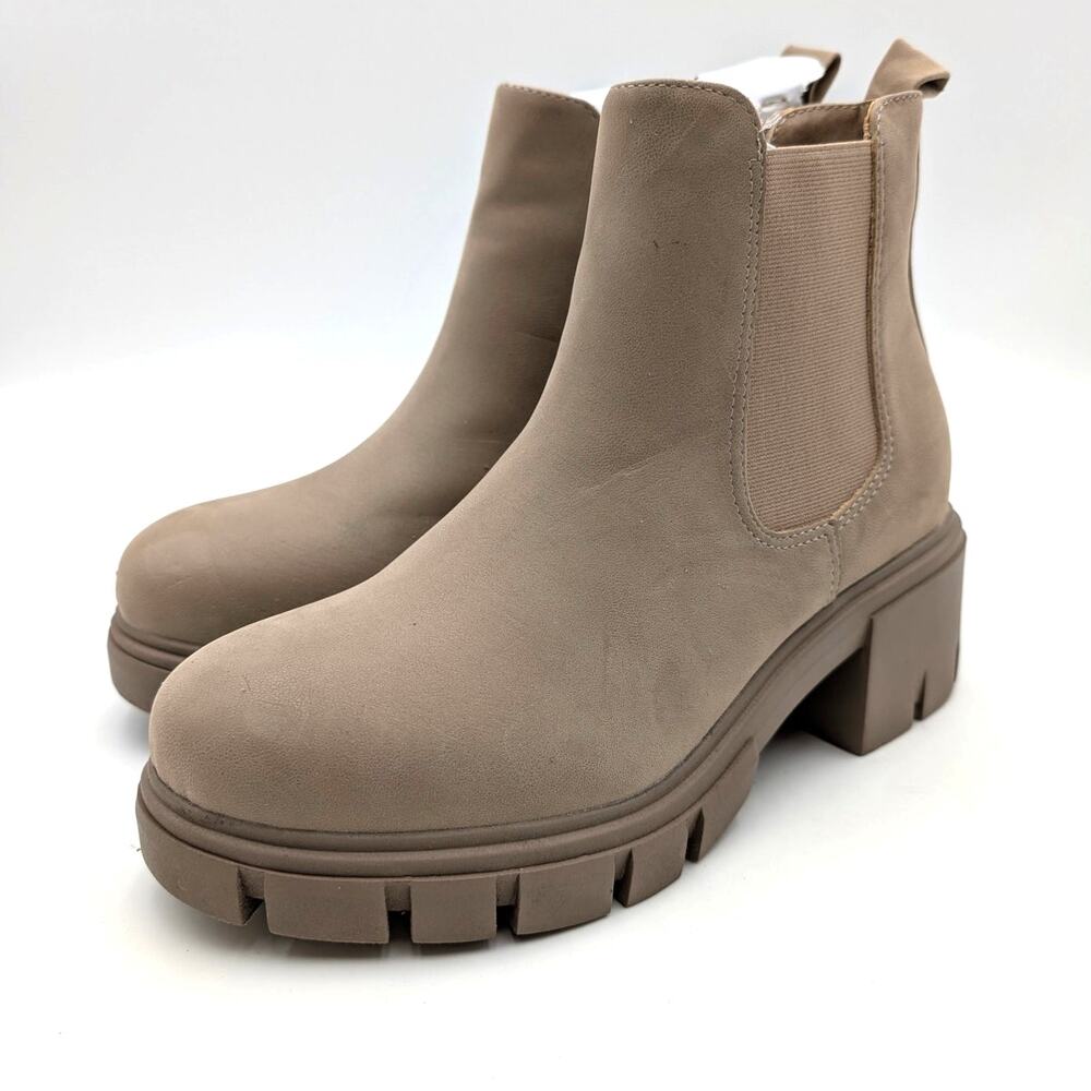 MIA Ivy Lug Sole Chelsea Ankle Boots Women's Stone Brus Size US9M EU39.5